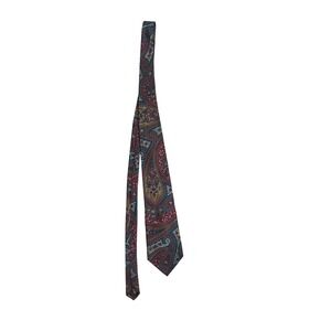 Geoffrey Beene Paisley Silk Tie Burgundy Teal Gold Mens Necktie Formal